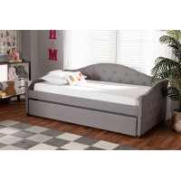 Baxton Studio Becker-Grey-Daybed-TT Baxton Studio Becker Modern and Contemporary Transitional Grey Fabric Upholstered Twin Size Daybed with Trundle